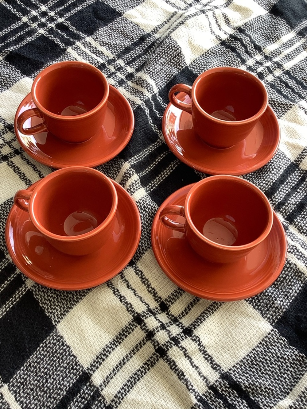 Fiestaware Paprika Colored Teacup & Saucer Set Of 4